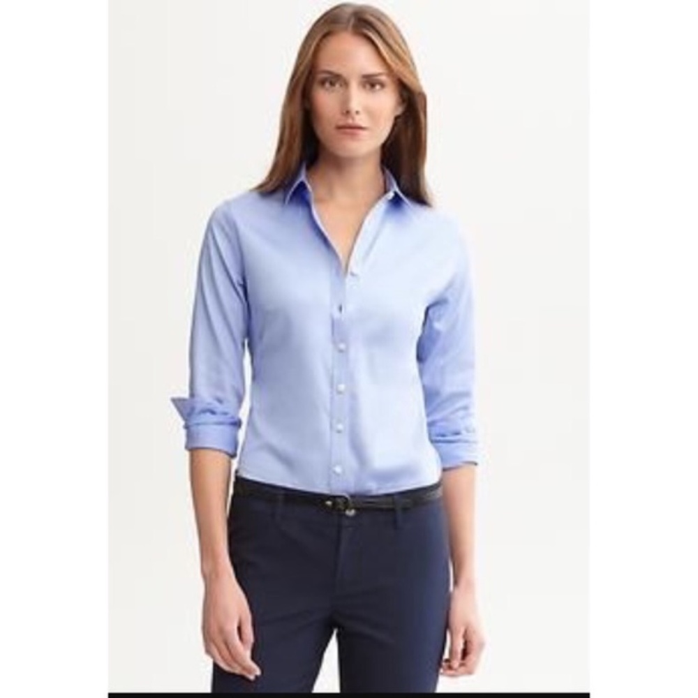 Non Iron Fitted Light Blue Banana Republic Shirt
